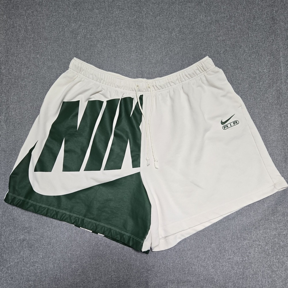 Nike Solo Swoosh Fleece Shorts Mens 2XL White Green Oversized FN2248-110
